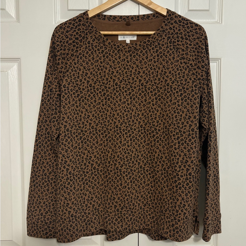 Lou & Grey for LOFT Leopard Long Sleeve Top sz Large